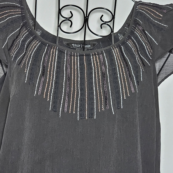 WHBM Black cap flutter sleeve lightweight top size XS - Picture 5 of 8
